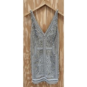 Pearl velvet embellished mini dress
